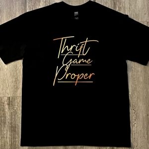 Thrift Game Proper Black Graphic Tee, Cotton, Unisex Large, Limited Edition Rare